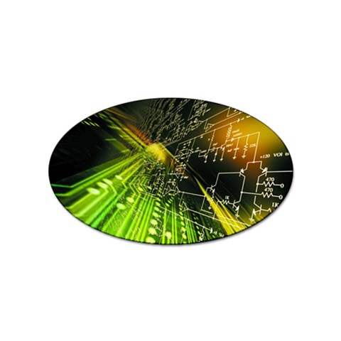 Machine Technology Circuit Electronic Computer Technics Detail Psychedelic Abstract Pattern Sticker Oval (100 pack) from ArtsNow.com Front