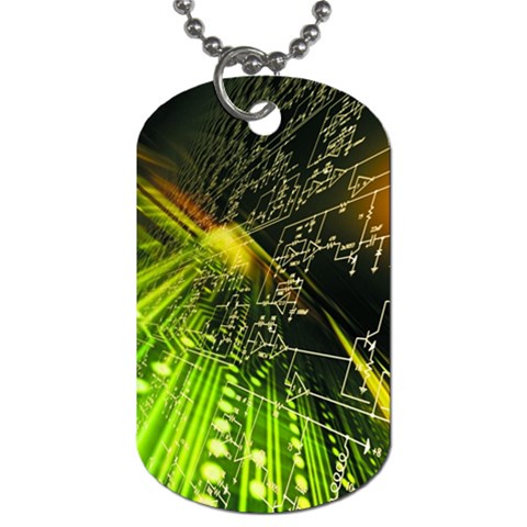 Machine Technology Circuit Electronic Computer Technics Detail Psychedelic Abstract Pattern Dog Tag (Two Sides) from ArtsNow.com Front