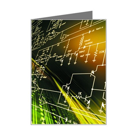 Machine Technology Circuit Electronic Computer Technics Detail Psychedelic Abstract Pattern Mini Greeting Card from ArtsNow.com Left