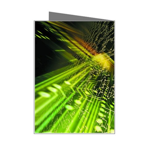 Machine Technology Circuit Electronic Computer Technics Detail Psychedelic Abstract Pattern Mini Greeting Card from ArtsNow.com Right