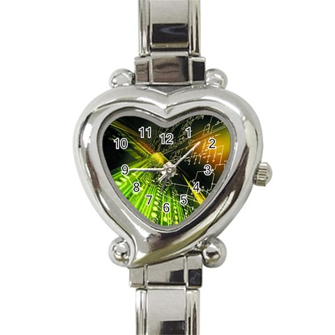 Machine Technology Circuit Electronic Computer Technics Detail Psychedelic Abstract Pattern Heart Italian Charm Watch from ArtsNow.com Front