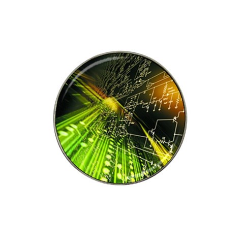 Machine Technology Circuit Electronic Computer Technics Detail Psychedelic Abstract Pattern Hat Clip Ball Marker (10 pack) from ArtsNow.com Front