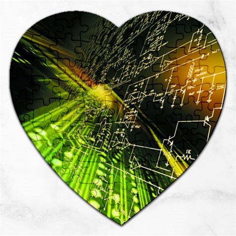Machine Technology Circuit Electronic Computer Technics Detail Psychedelic Abstract Pattern Jigsaw Puzzle (Heart) from ArtsNow.com Front