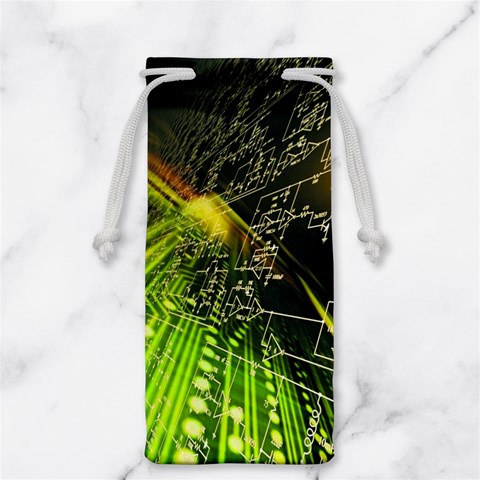Machine Technology Circuit Electronic Computer Technics Detail Psychedelic Abstract Pattern Jewelry Bag from ArtsNow.com Front