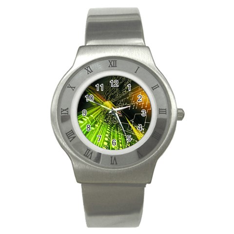 Machine Technology Circuit Electronic Computer Technics Detail Psychedelic Abstract Pattern Stainless Steel Watch from ArtsNow.com Front