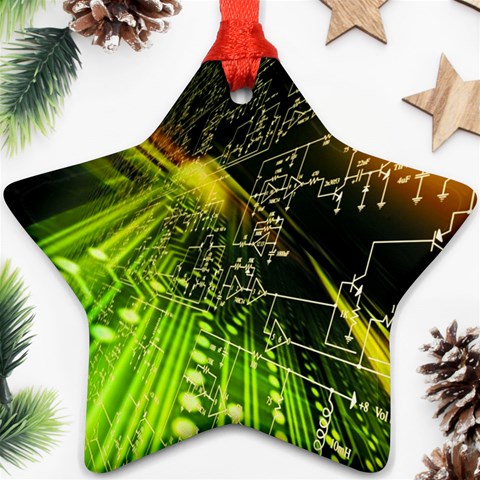 Machine Technology Circuit Electronic Computer Technics Detail Psychedelic Abstract Pattern Star Ornament (Two Sides) from ArtsNow.com Front