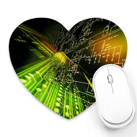Machine Technology Circuit Electronic Computer Technics Detail Psychedelic Abstract Pattern Heart Mousepad from ArtsNow.com Front