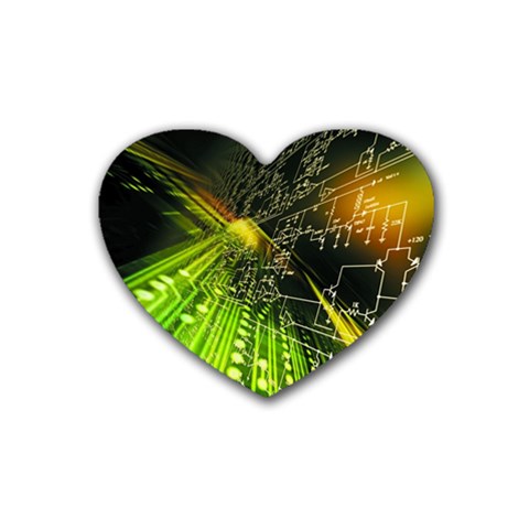 Machine Technology Circuit Electronic Computer Technics Detail Psychedelic Abstract Pattern Rubber Heart Coaster (4 pack) from ArtsNow.com Front