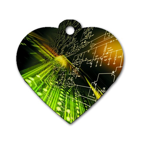 Machine Technology Circuit Electronic Computer Technics Detail Psychedelic Abstract Pattern Dog Tag Heart (Two Sides) from ArtsNow.com Front