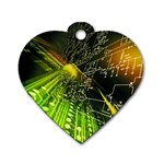 Machine Technology Circuit Electronic Computer Technics Detail Psychedelic Abstract Pattern Dog Tag Heart (Two Sides)