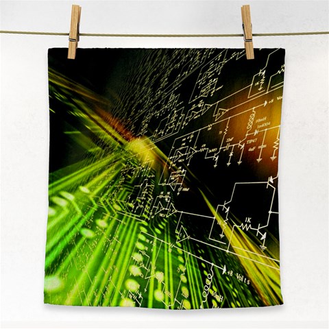 Machine Technology Circuit Electronic Computer Technics Detail Psychedelic Abstract Pattern Face Towel from ArtsNow.com Front