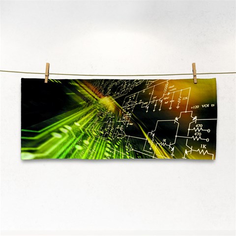 Machine Technology Circuit Electronic Computer Technics Detail Psychedelic Abstract Pattern Hand Towel from ArtsNow.com Front