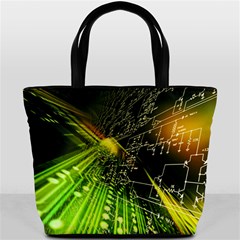 Machine Technology Circuit Electronic Computer Technics Detail Psychedelic Abstract Pattern Bucket Bag from ArtsNow.com Back