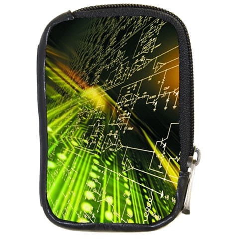 Machine Technology Circuit Electronic Computer Technics Detail Psychedelic Abstract Pattern Compact Camera Leather Case from ArtsNow.com Front