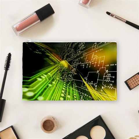 Machine Technology Circuit Electronic Computer Technics Detail Psychedelic Abstract Pattern Cosmetic Bag (Medium) from ArtsNow.com Front
