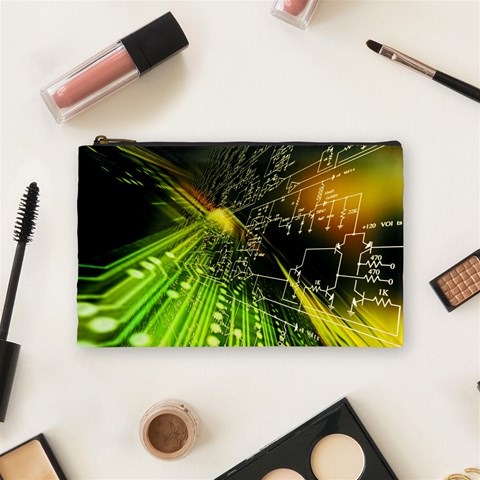 Machine Technology Circuit Electronic Computer Technics Detail Psychedelic Abstract Pattern Cosmetic Bag (Medium) from ArtsNow.com Front