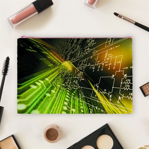 Machine Technology Circuit Electronic Computer Technics Detail Psychedelic Abstract Pattern Cosmetic Bag (Large) from ArtsNow.com Front