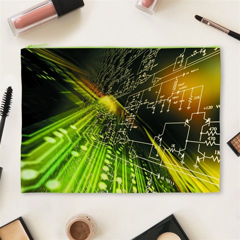 Machine Technology Circuit Electronic Computer Technics Detail Psychedelic Abstract Pattern Cosmetic Bag (XL) from ArtsNow.com Front