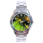 Machine Technology Circuit Electronic Computer Technics Detail Psychedelic Abstract Pattern Stainless Steel Analogue Watch