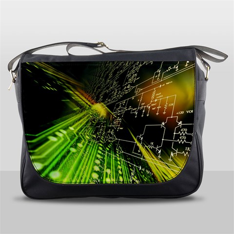 Machine Technology Circuit Electronic Computer Technics Detail Psychedelic Abstract Pattern Messenger Bag from ArtsNow.com Front