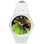 Machine Technology Circuit Electronic Computer Technics Detail Psychedelic Abstract Pattern Round Plastic Sport Watch (M)
