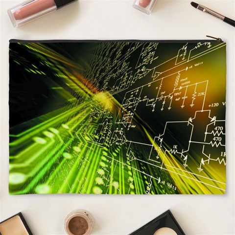 Machine Technology Circuit Electronic Computer Technics Detail Psychedelic Abstract Pattern Cosmetic Bag (XXXL) from ArtsNow.com Back