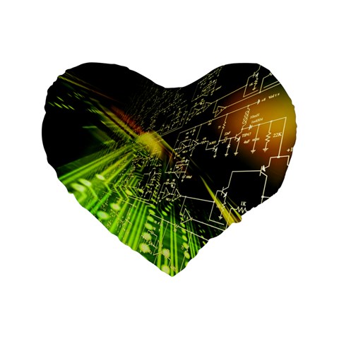 Machine Technology Circuit Electronic Computer Technics Detail Psychedelic Abstract Pattern Standard 16  Premium Heart Shape Cushions from ArtsNow.com Front