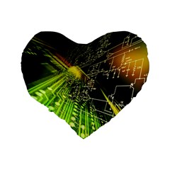 Machine Technology Circuit Electronic Computer Technics Detail Psychedelic Abstract Pattern Standard 16  Premium Heart Shape Cushions from ArtsNow.com Back