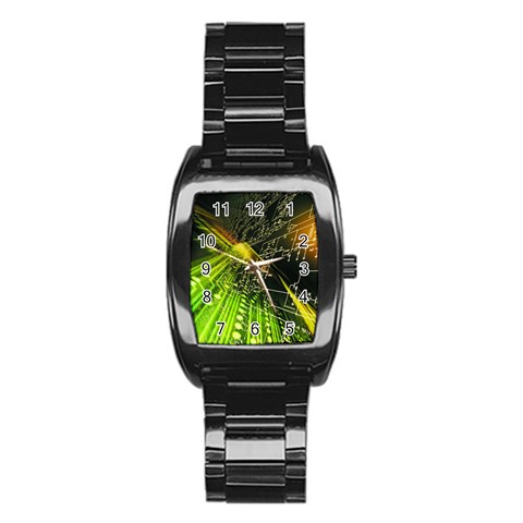 Machine Technology Circuit Electronic Computer Technics Detail Psychedelic Abstract Pattern Stainless Steel Barrel Watch from ArtsNow.com Front