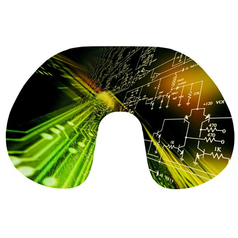 Machine Technology Circuit Electronic Computer Technics Detail Psychedelic Abstract Pattern Travel Neck Pillow from ArtsNow.com Front