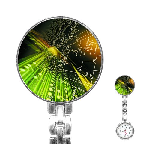 Machine Technology Circuit Electronic Computer Technics Detail Psychedelic Abstract Pattern Stainless Steel Nurses Watch from ArtsNow.com Front