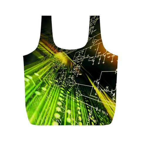 Machine Technology Circuit Electronic Computer Technics Detail Psychedelic Abstract Pattern Full Print Recycle Bag (M) from ArtsNow.com Front