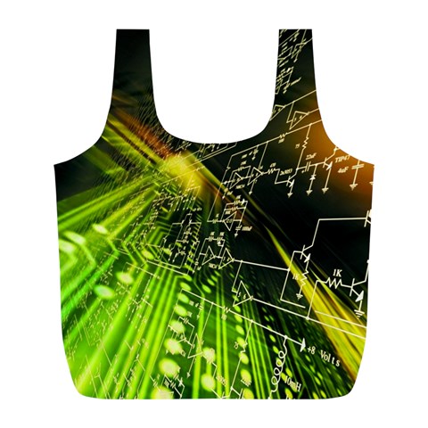 Machine Technology Circuit Electronic Computer Technics Detail Psychedelic Abstract Pattern Full Print Recycle Bag (L) from ArtsNow.com Front