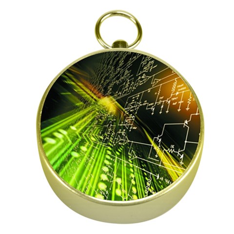 Machine Technology Circuit Electronic Computer Technics Detail Psychedelic Abstract Pattern Gold Compasses from ArtsNow.com Front