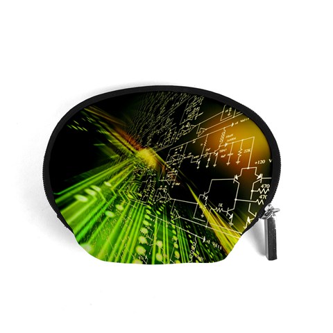 Machine Technology Circuit Electronic Computer Technics Detail Psychedelic Abstract Pattern Accessory Pouch (Small) from ArtsNow.com Front