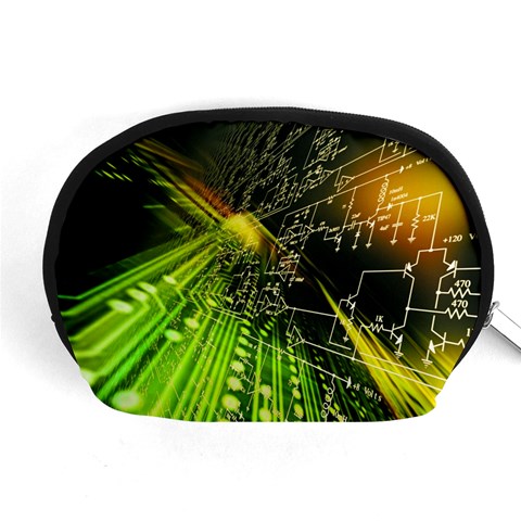 Machine Technology Circuit Electronic Computer Technics Detail Psychedelic Abstract Pattern Accessory Pouch (Medium) from ArtsNow.com Front