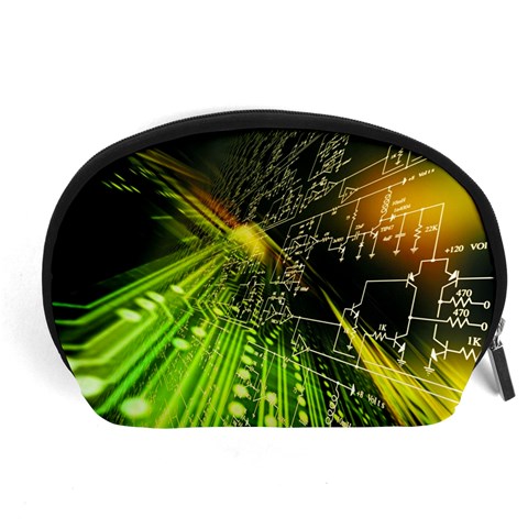 Machine Technology Circuit Electronic Computer Technics Detail Psychedelic Abstract Pattern Accessory Pouch (Large) from ArtsNow.com Front
