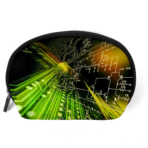 Machine Technology Circuit Electronic Computer Technics Detail Psychedelic Abstract Pattern Accessory Pouch (Large) from ArtsNow.com Back
