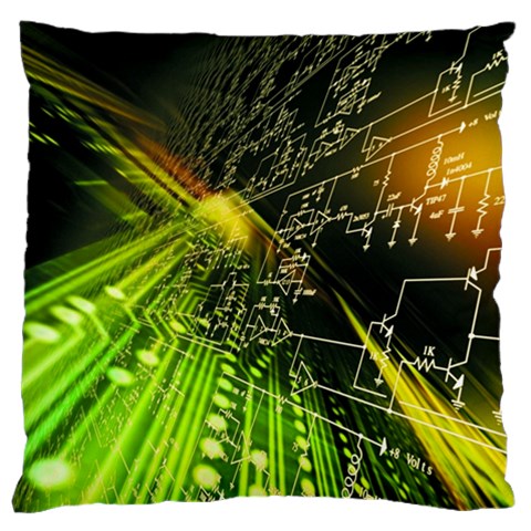 Machine Technology Circuit Electronic Computer Technics Detail Psychedelic Abstract Pattern Large Premium Plush Fleece Cushion Case (Two Sides) from ArtsNow.com Front