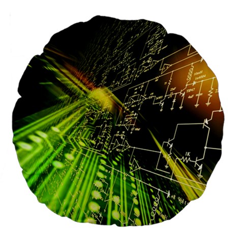 Machine Technology Circuit Electronic Computer Technics Detail Psychedelic Abstract Pattern Large 18  Premium Flano Round Cushions from ArtsNow.com Front