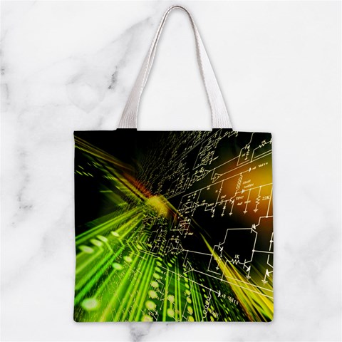 Machine Technology Circuit Electronic Computer Technics Detail Psychedelic Abstract Pattern Zipper Grocery Tote Bag from ArtsNow.com Front