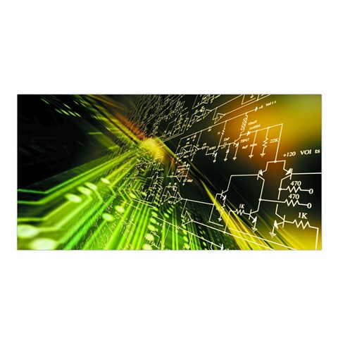 Machine Technology Circuit Electronic Computer Technics Detail Psychedelic Abstract Pattern Satin Shawl 45  x 80  from ArtsNow.com Front