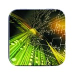 Machine Technology Circuit Electronic Computer Technics Detail Psychedelic Abstract Pattern Square Metal Box (Black)