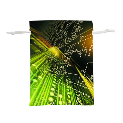 Machine Technology Circuit Electronic Computer Technics Detail Psychedelic Abstract Pattern Lightweight Drawstring Pouch (L) from ArtsNow.com Front