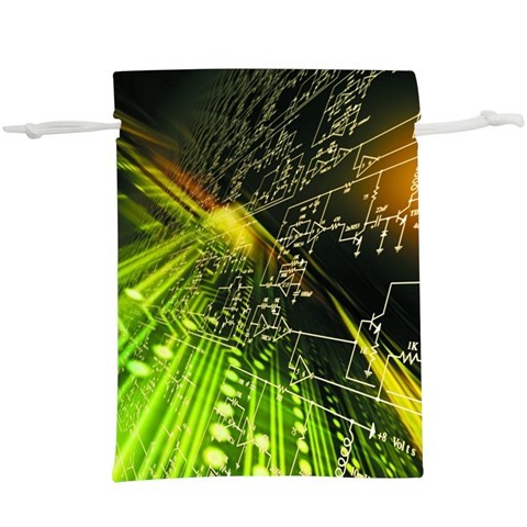 Machine Technology Circuit Electronic Computer Technics Detail Psychedelic Abstract Pattern Lightweight Drawstring Pouch (XL) from ArtsNow.com Front