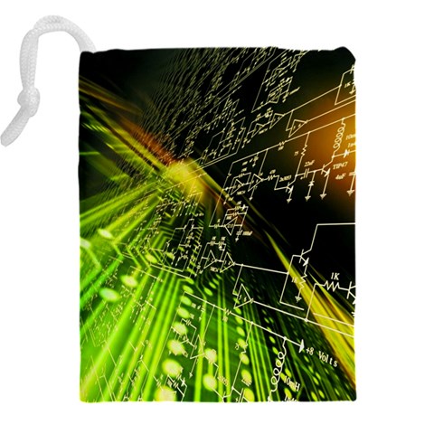 Machine Technology Circuit Electronic Computer Technics Detail Psychedelic Abstract Pattern Drawstring Pouch (4XL) from ArtsNow.com Back