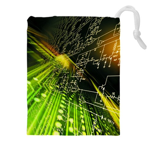 Machine Technology Circuit Electronic Computer Technics Detail Psychedelic Abstract Pattern Drawstring Pouch (5XL) from ArtsNow.com Front