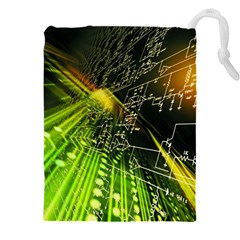 Machine Technology Circuit Electronic Computer Technics Detail Psychedelic Abstract Pattern Drawstring Pouch (5XL) from ArtsNow.com Front