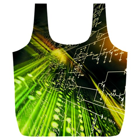 Machine Technology Circuit Electronic Computer Technics Detail Psychedelic Abstract Pattern Full Print Recycle Bag (XXXL) from ArtsNow.com Front