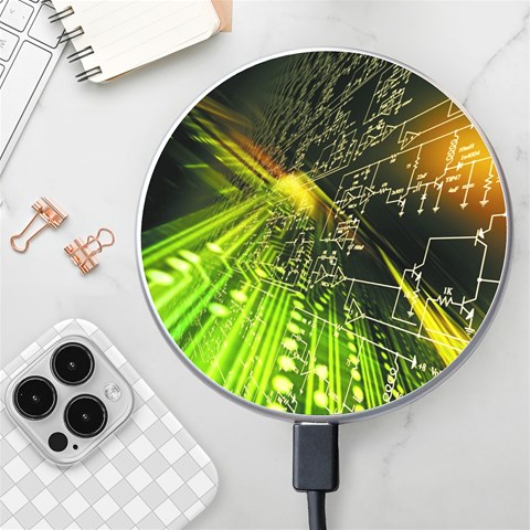 Machine Technology Circuit Electronic Computer Technics Detail Psychedelic Abstract Pattern Wireless Fast Charger(White) from ArtsNow.com Front